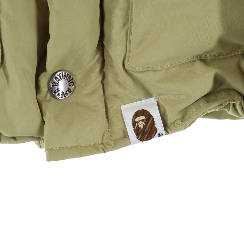 A BATHING APE(アベイシングエイプ) スナップボタン ドローストリング ジップアップ ライトダウンジャケット ベージュ