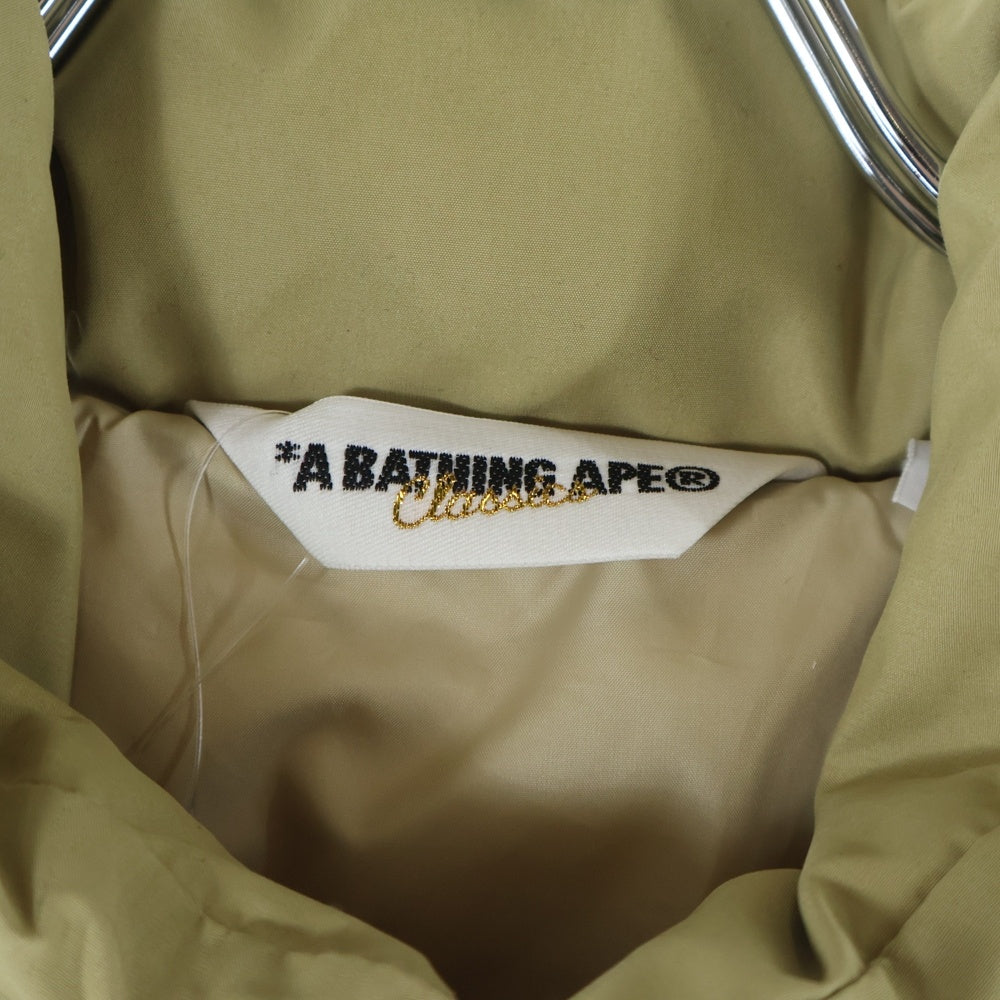 A BATHING APE(アベイシングエイプ) スナップボタン ドローストリング ジップアップ ライトダウンジャケット ベージュ