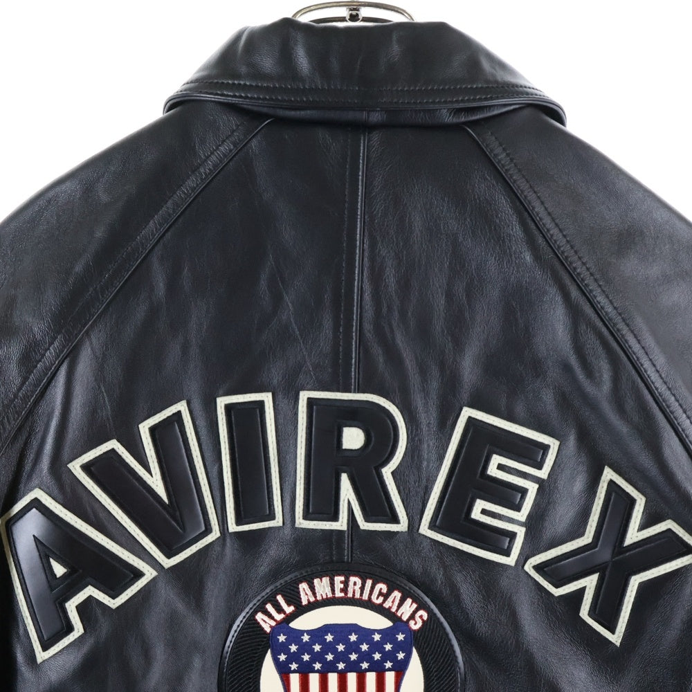 AVIREX(アヴィレックス) LIGHT SIGNATURE VARSITY JACKET ライト シグネチャー ヴァーシティ レザージャケット ブラック 783-3950007