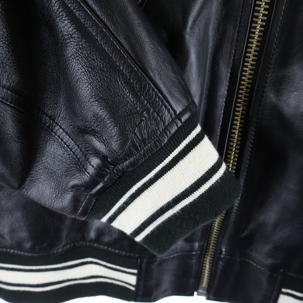 AVIREX(アヴィレックス) LIGHT SIGNATURE VARSITY JACKET ライト シグネチャー ヴァーシティ レザージャケット ブラック 783-3950007