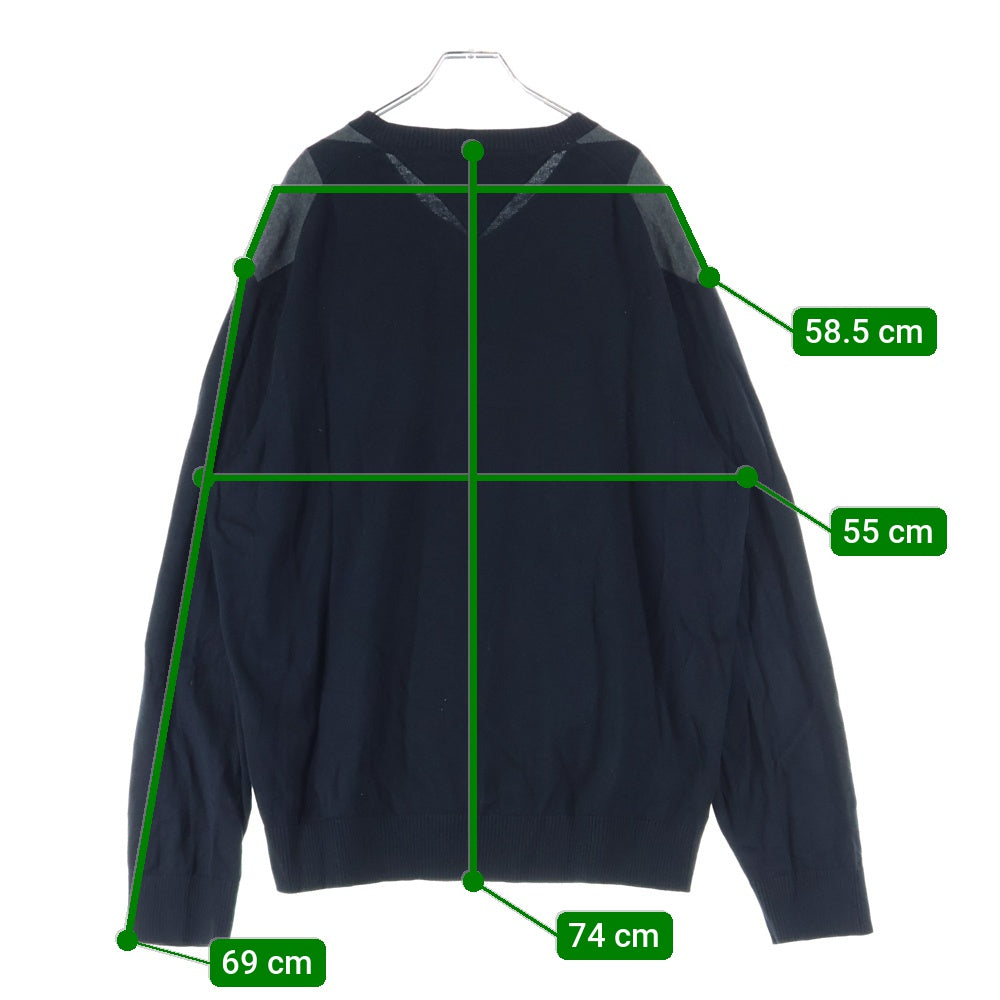 TOMMY HILFIGER(トミーヒルフィガー) ロゴパッチ Vネックニットセーター ブラック/グレー 0500606