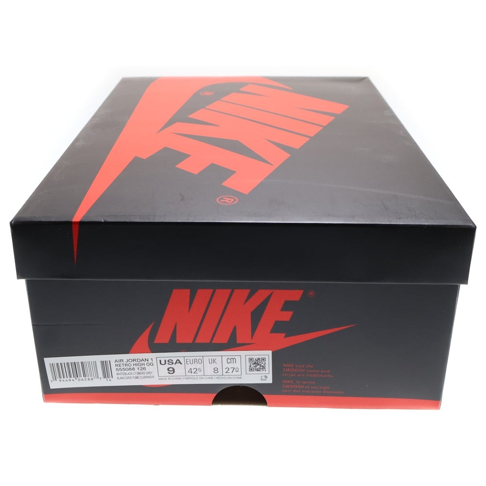 NIKE(ナイキ) AIR JORDAN 1 HIGH OG WHITE/BLACK/LIGHT SMOKE GREY エアジョーダン1 ホワイト/ブラック/ライトスモークグレー ハイカットスニーカー US9/27cm 555088-126