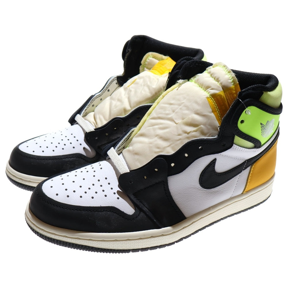 NIKE(ナイキ) AIR JORDAN 1 HIGH OG VOLT GOLD エアジョーダン1 ボルトゴールド ハイカットスニーカー ホワイト/グリーン US8.5/26.5 555088-118