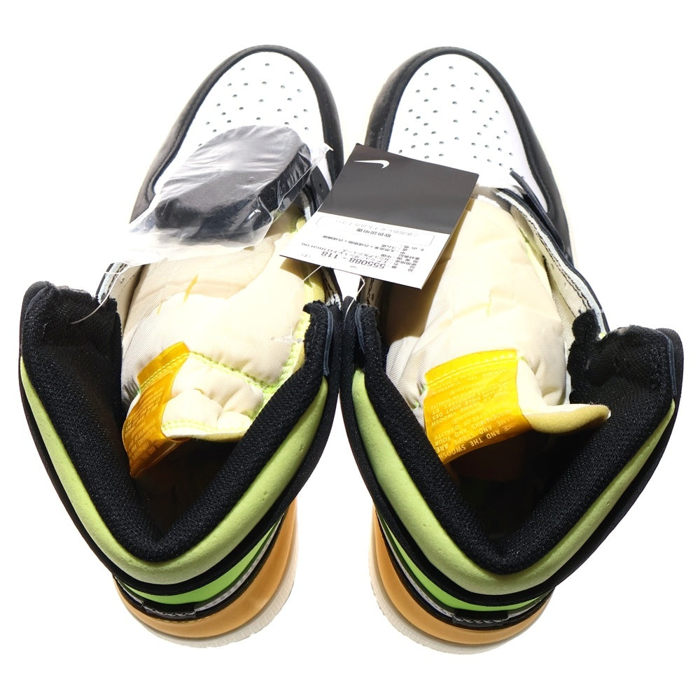NIKE(ナイキ) AIR JORDAN 1 HIGH OG VOLT GOLD エアジョーダン1 ボルトゴールド ハイカットスニーカー ホワイト/グリーン US8.5/26.5 555088-118