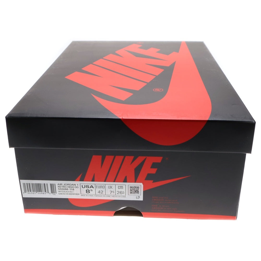 NIKE(ナイキ) AIR JORDAN 1 HIGH OG VOLT GOLD エアジョーダン1 ボルトゴールド ハイカットスニーカー ホワイト/グリーン US8.5/26.5 555088-118