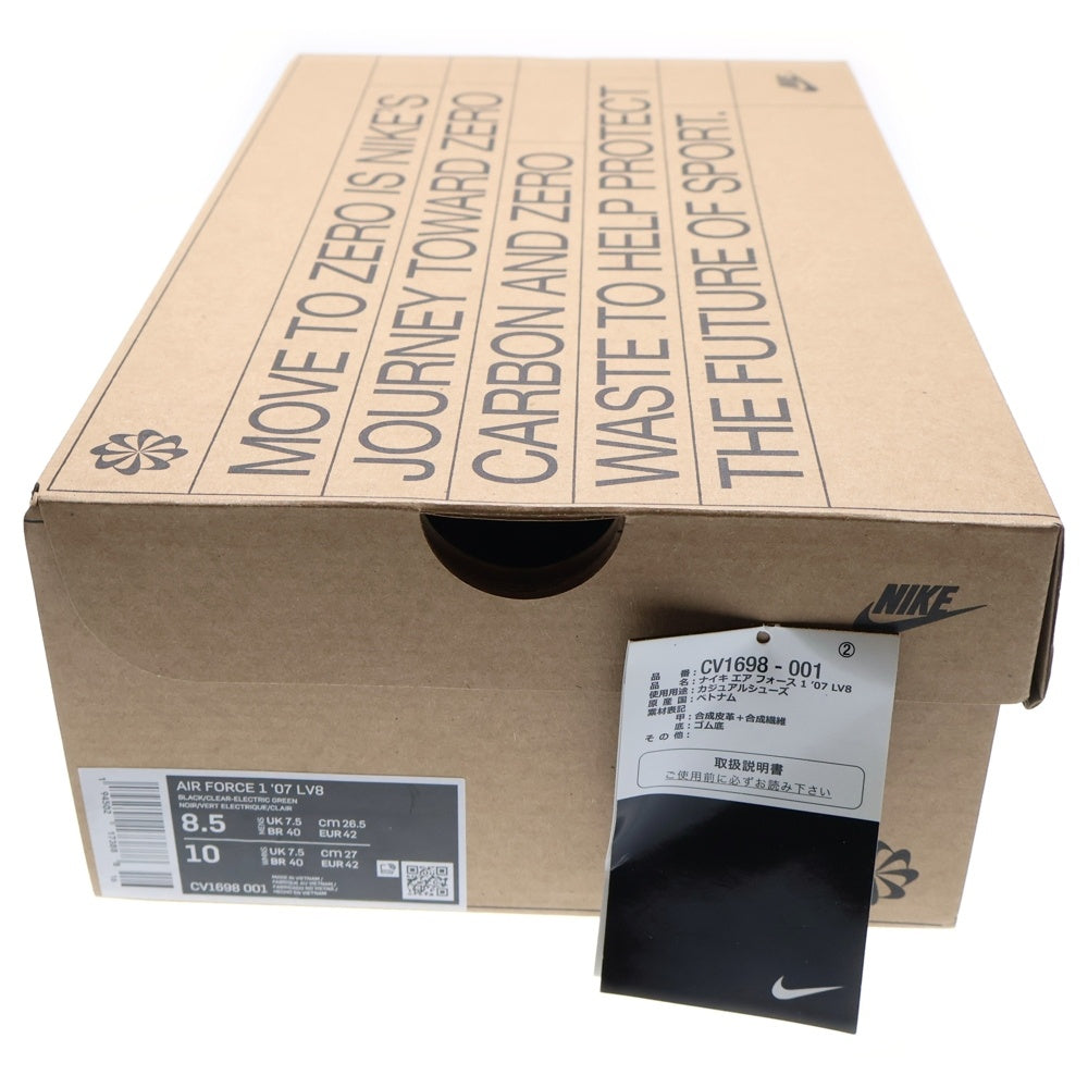 NIKE(ナイキ) AIR FORCE 1 LOW '07 LV8 BLACK/ELECTRIC/GREEN エアフォース1 ブラック/エレクトリック/グリーン ローカットスニーカー US8.5/26.5 CV1698-001