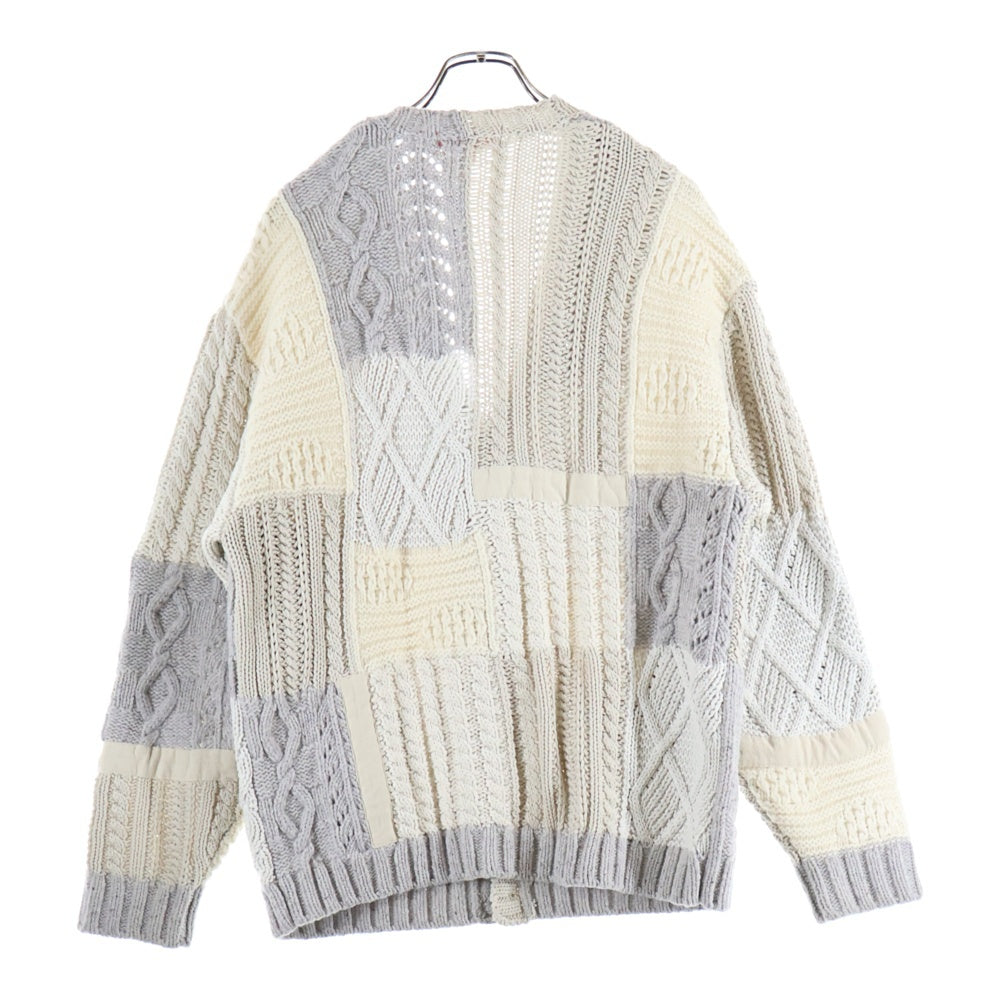 SUPREME(シュプリーム) 23AW Patchwork Cable Knite Cardigan パッチワークデザイン ケーブルデザイン マルチポケット ニット カーディガン ベージュ