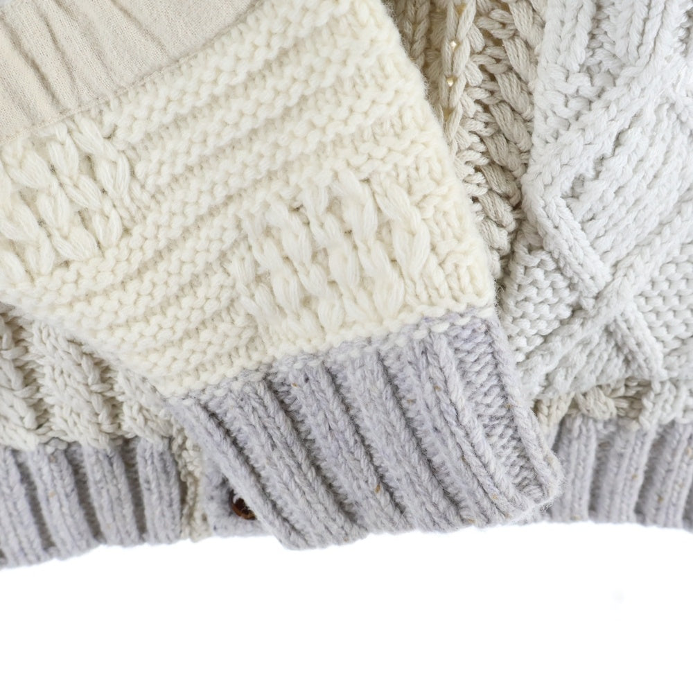 SUPREME(シュプリーム) 23AW Patchwork Cable Knite Cardigan パッチワークデザイン ケーブルデザイン マルチポケット ニット カーディガン ベージュ