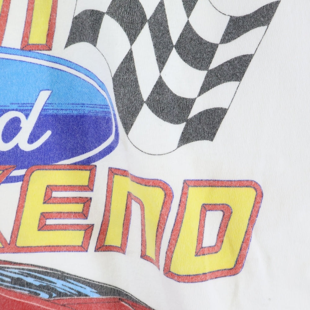 VINTAGE(ヴィンテージ) 90S VINTAGE FORD 2ND ANNUAL FUN WEEKEND INDIANAPOLIS RACEWAY PARK ヴィンテージ USA製 フォード 両面プリント クルーネック 半袖Tシャツ ホワイト