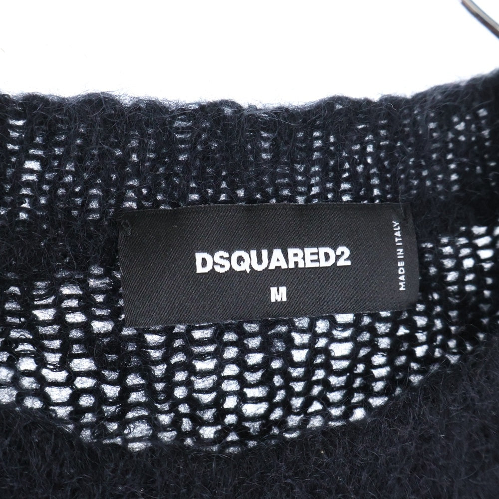 DSQUARED2(ディースクエアード) FUZZY CREWNECK KNIT ファージクルーネック ニット ロングスリーブセーター ブラック S74HA1363