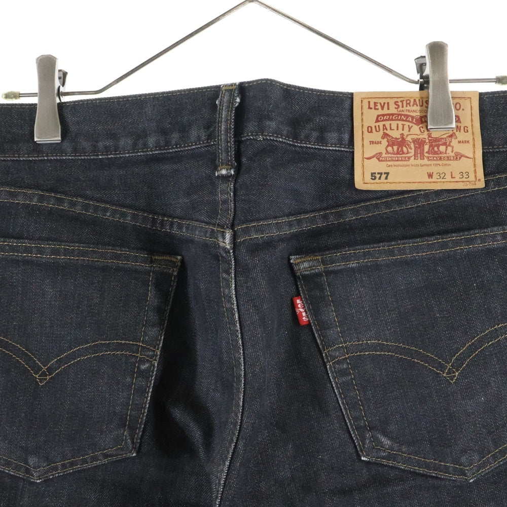 Levi's(リーバイス) 577 ローライズ ボタンフライ フレア デニムパンツ ブラック 577-09