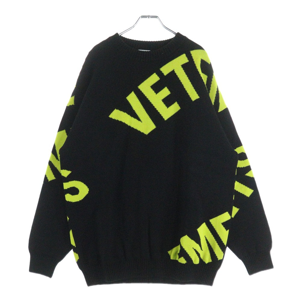 VETEMENTS(ヴェトモン) 22AW GIANT LOGO KNITTED SWEATER ジャイアントロゴ ニットスウェット セーター イエロー/ブラック UA53KN200Y