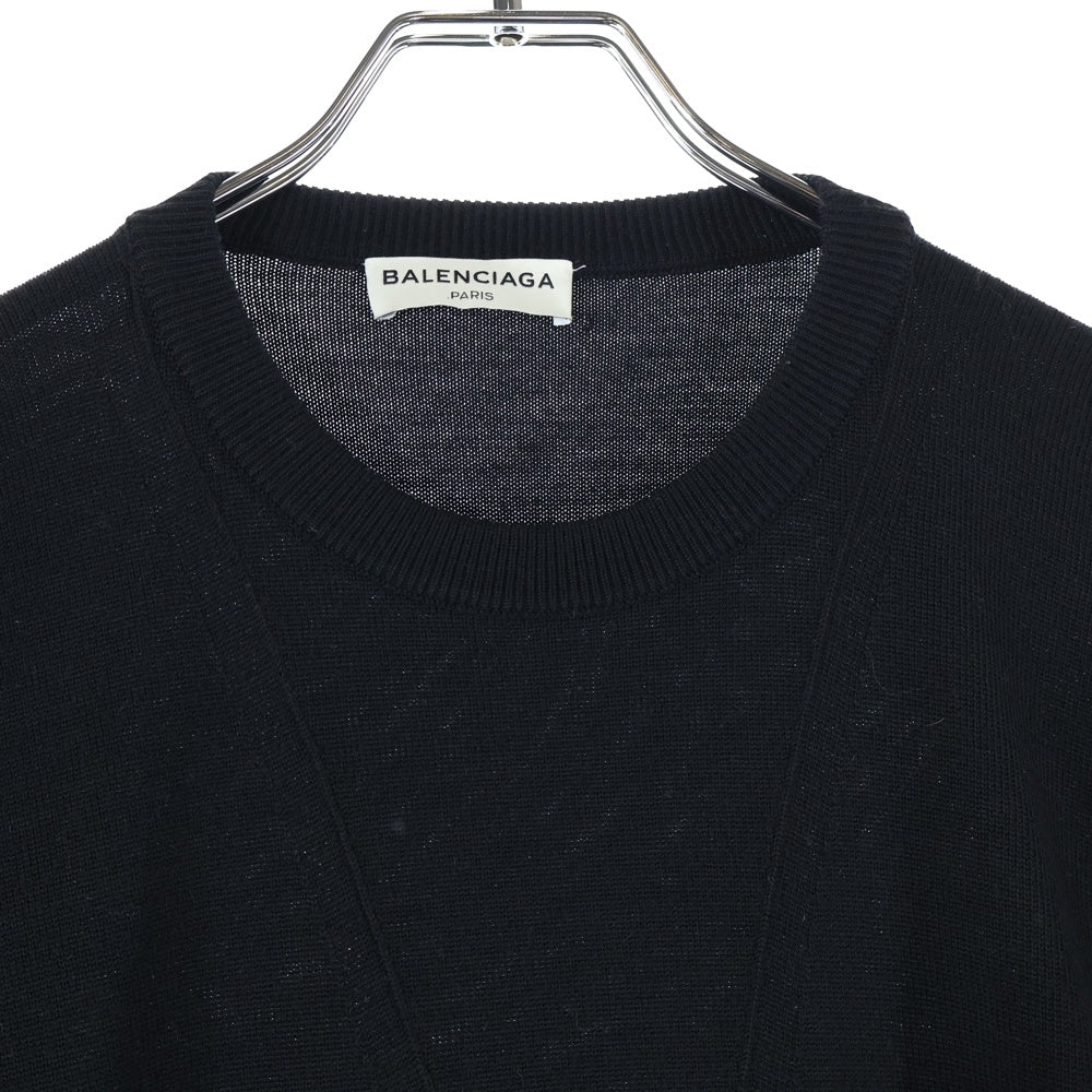 BALENCIAGA(バレンシアガ) ウール クルーネック 半袖ニットワンピース レディース ブラック 334801