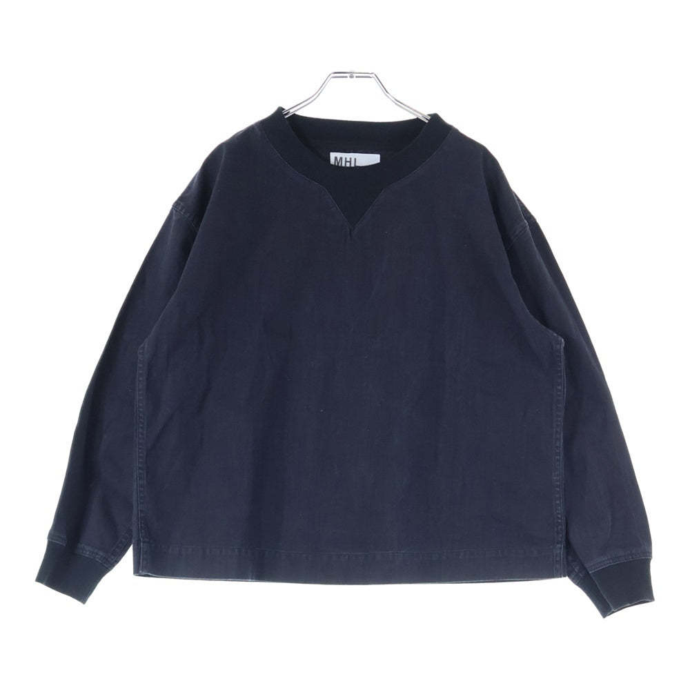 MARGARET HOWELL(マーガレットハウエル) コットン クルーネック 長袖Tシャツ カットソー ブラック