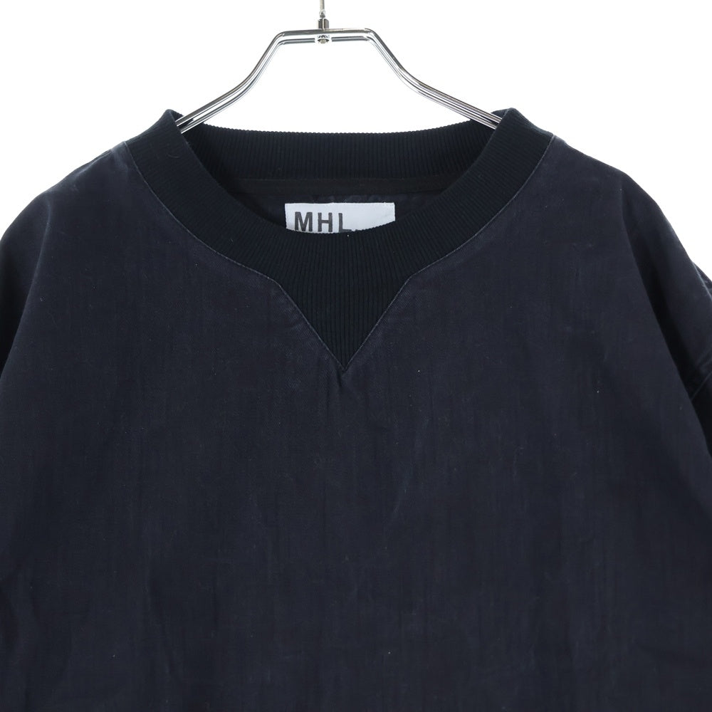 MARGARET HOWELL(マーガレットハウエル) コットン クルーネック 長袖Tシャツ カットソー ブラック