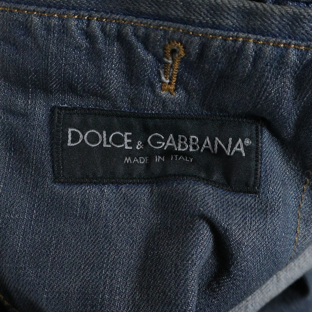 DOLCE & GABBANA(ドルチェアンドガッバーナ) ヴィンテージ加工 ノッチドラペル 1B シングルテーラードデニムジャケット インディゴ DJ-G2AS6D