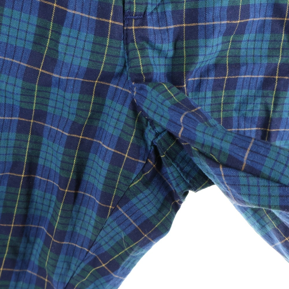 NO BRAND(ノーブランド) DOCKERS ドッカーズ チェック柄 タック入り コットン ハーフパンツ ショーツ ブルー/グリーン