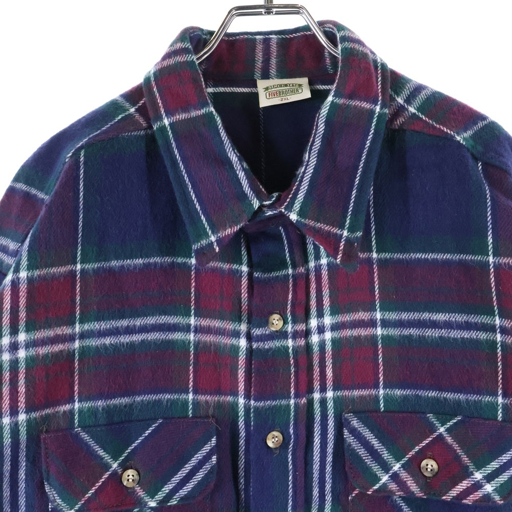 VINTAGE(ヴィンテージ) 90S VINTAGE FIVE BROTHERS HEAVY FLANNEL SHIRT ヴィンテージ ファイブブラザーズ チェック柄 ヘビーネルシャツ ネイビー/パープル