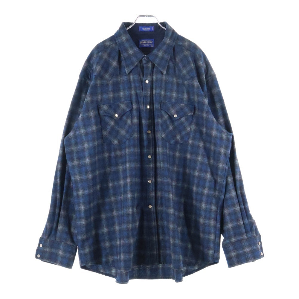 PENDLETON(ペンドルトン) CANYON SHIRT 長袖ウール オンブレチェック ウェスタンシャツ ブルー/ブラック