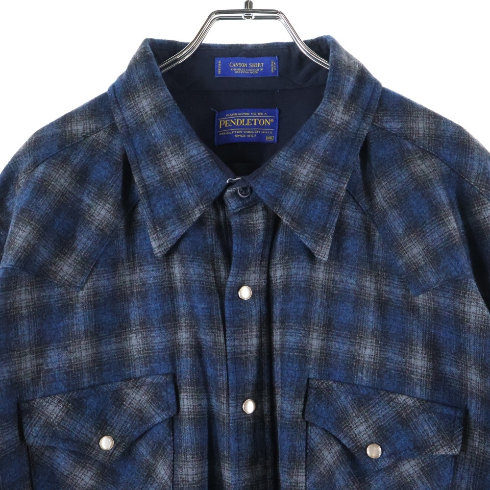 PENDLETON(ペンドルトン) CANYON SHIRT 長袖ウール オンブレチェック ウェスタンシャツ ブルー/ブラック