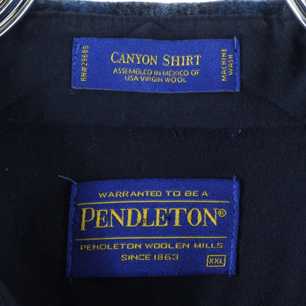 PENDLETON(ペンドルトン) CANYON SHIRT 長袖ウール オンブレチェック ウェスタンシャツ ブルー/ブラック