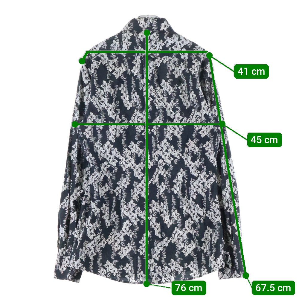 DOLCE & GABBANA(ドルチェアンドガッバーナ) 花柄 ロングスリーブ コットンシャツ ブラック/ホワイト G5EJ0T FS56C