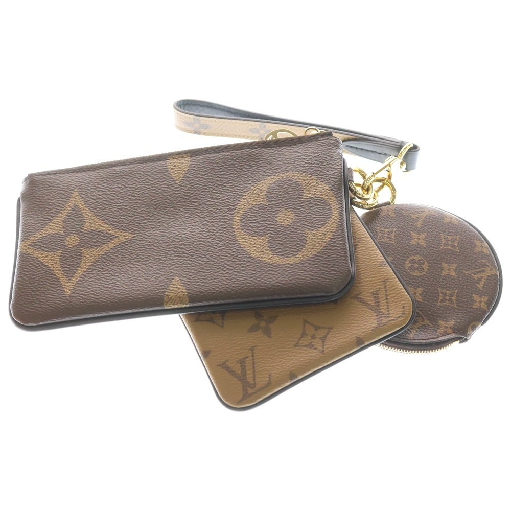 LOUIS VUITTON(ルイヴィトン) ポシェット トリオ モノグラム ジャイアント リバース ポーチ バッグ ブラウン M68756 RFID レディース