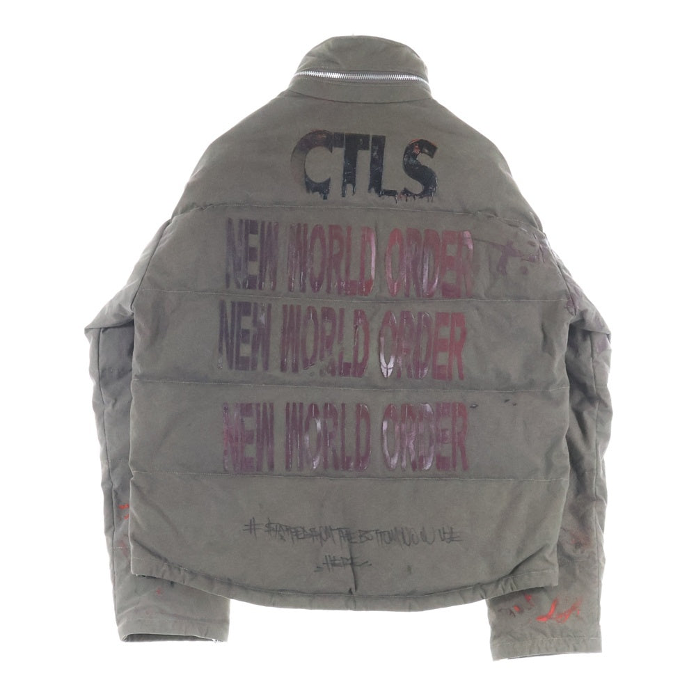 cvtvlist(カタリスト) 21AW ヴィンテージ加工 ペンキロゴ ダウンジャケット グレー 21FW0103T