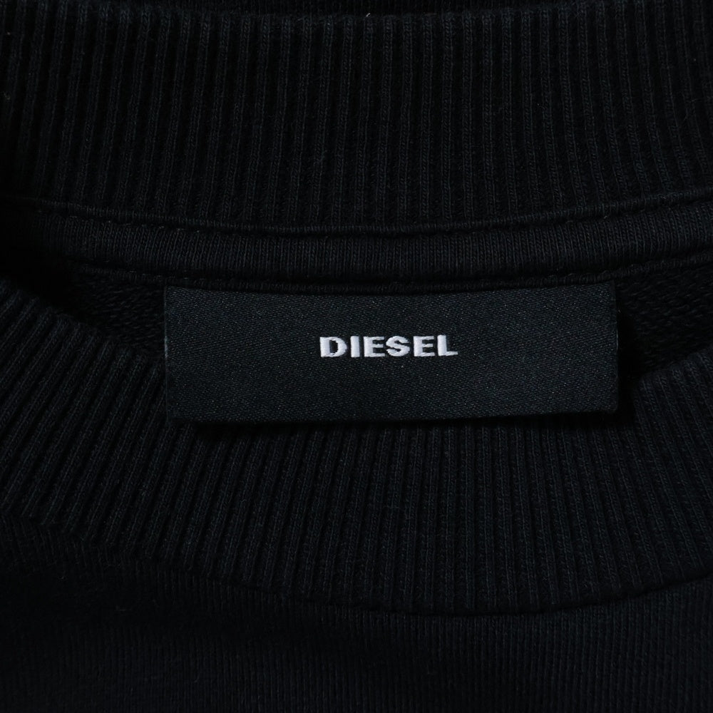 DIESEL(ディーゼル) センターロゴプリント クルーネック 長袖スウェット トレーナーブラック