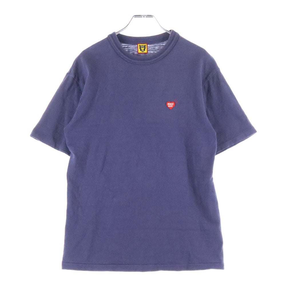 HUMAN MADE(ヒューマンメイド) ハート刺繍ロゴ クルーネック カットソー 半袖Tシャツ パープル