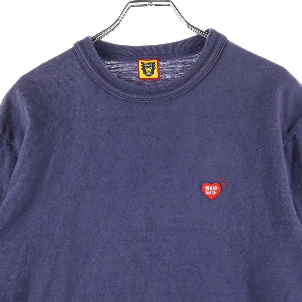 HUMAN MADE(ヒューマンメイド) ハート刺繍ロゴ クルーネック カットソー 半袖Tシャツ パープル
