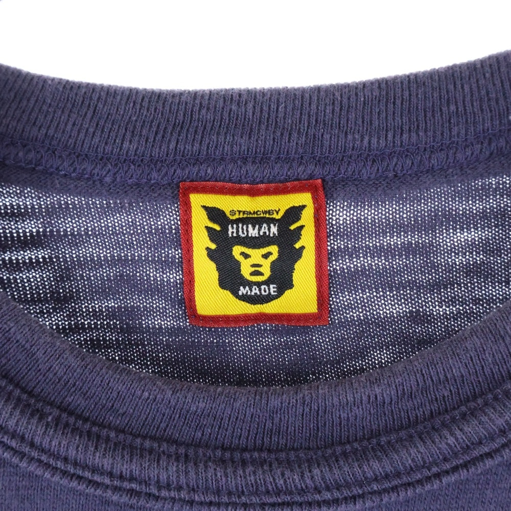 HUMAN MADE(ヒューマンメイド) ハート刺繍ロゴ クルーネック カットソー 半袖Tシャツ パープル