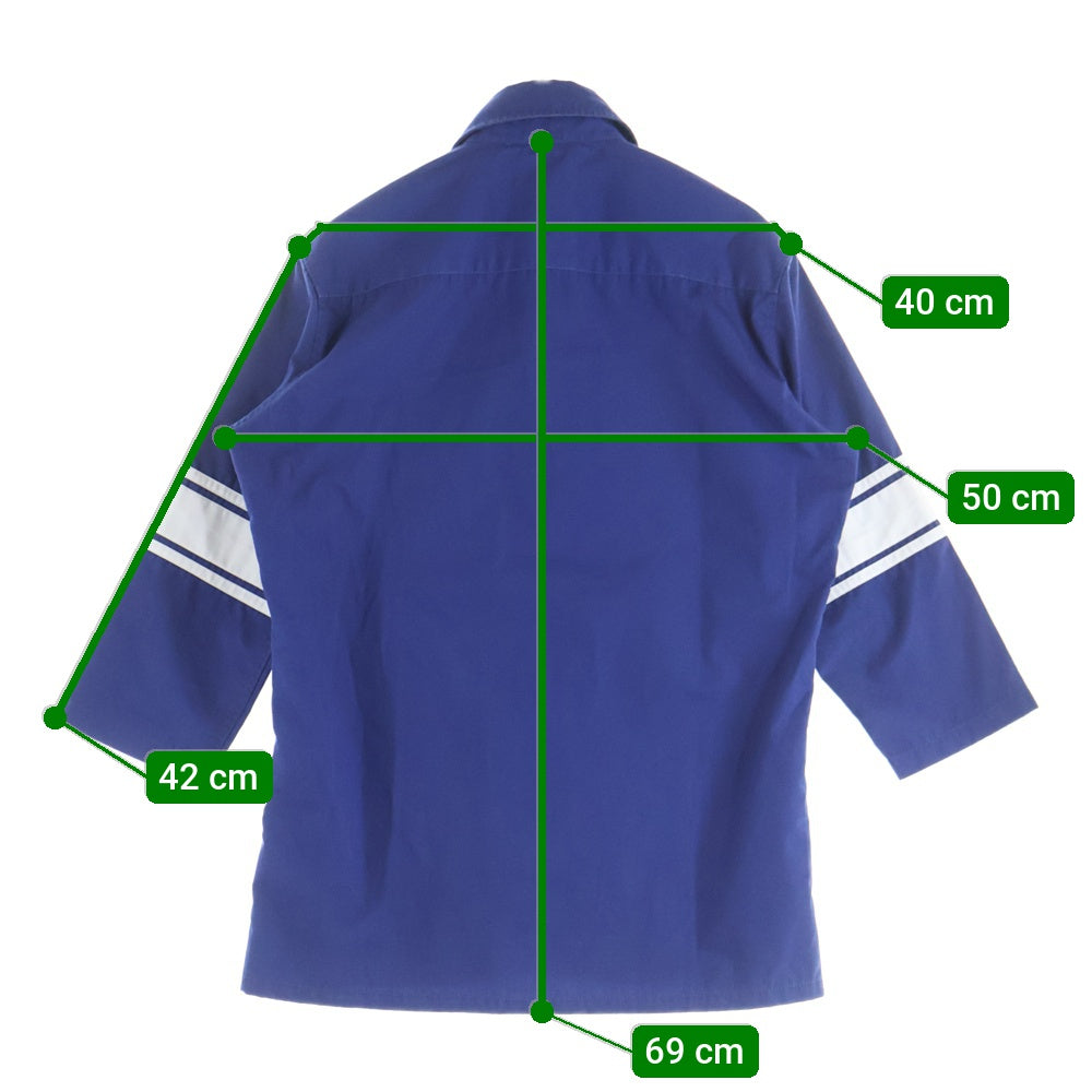 LEGENDA(レジェンダ) フロントロゴワッペン コットン 七分袖シャツ ブルー