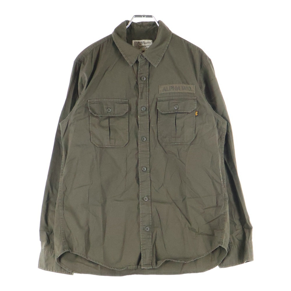 ALPHA INDUSTRIES(アルファ インダストリーズ) ミリタリー コットン 長袖シャツ カーキ