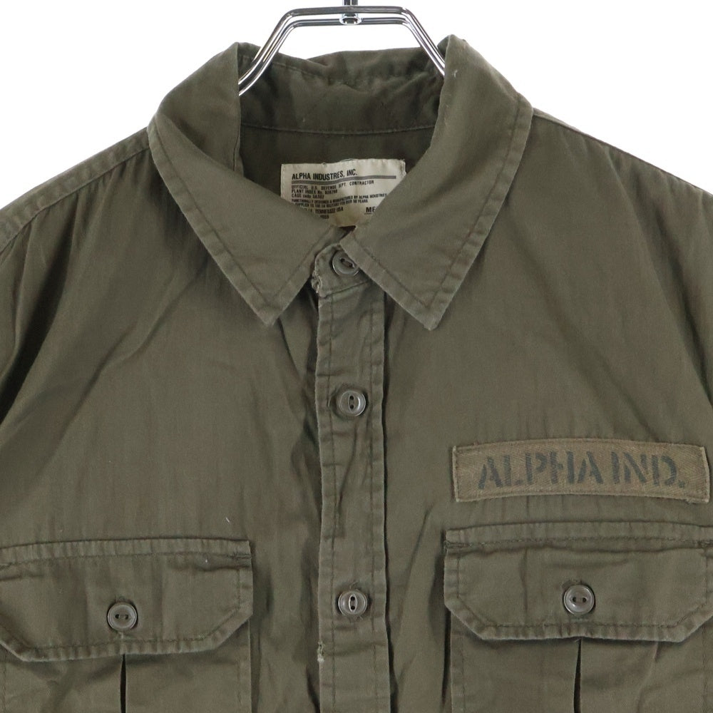 ALPHA INDUSTRIES(アルファ インダストリーズ) ミリタリー コットン 長袖シャツ カーキ