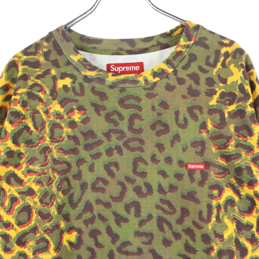 SUPREME(シュプリーム) 24AW Small Box L/S Tee チーター レオパード総柄 スモールボックスロゴ クルーネック 長袖Tシャツ カットソー グリーン/イエロー