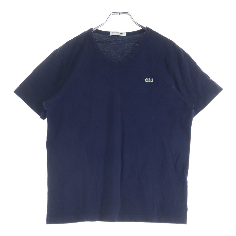 LACOSTE(ラコステ) 胸ロゴパッチデザイン Vネック カットソー 半袖Tシャツ ネイビー TH632E