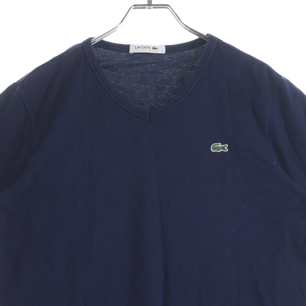 LACOSTE(ラコステ) 胸ロゴパッチデザイン Vネック カットソー 半袖Tシャツ ネイビー TH632E
