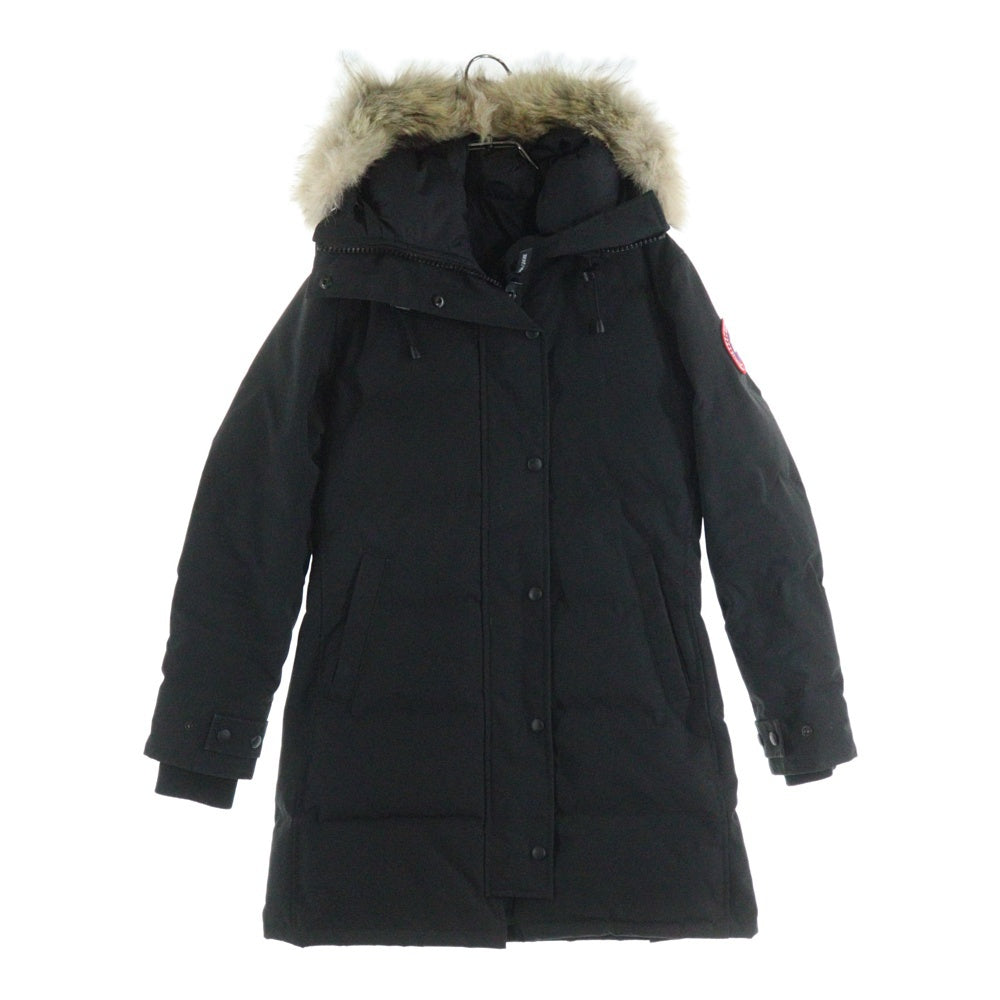 CANADA GOOSE(カナダグース) SHELBURNE PARKA シェルバーン アームロゴデザイン ファー付き フーデッド ジップアップ ダウンコート レディース ブラック 3802LA