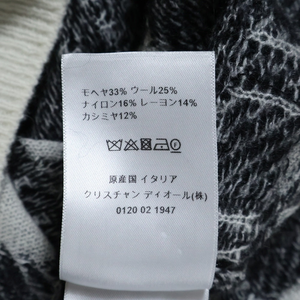Christian Dior(クリスチャンディオール) モヘア カシミヤ混 チェック柄 ニットカーディガン ホワイト/ブラック レディース 244G50AM140