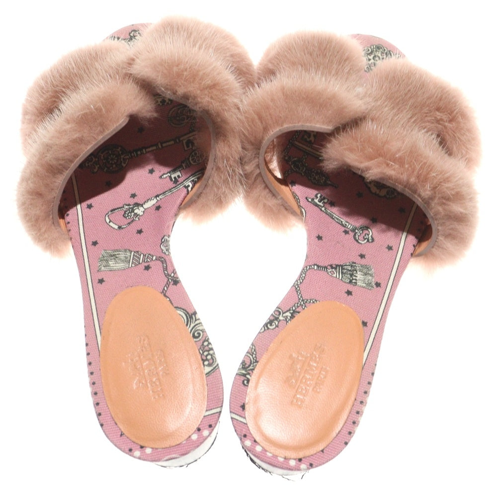 HERMES(エルメス) OASHIS SANDAL GRANIT ROSE オアシス グラニットローズ ファーサンダル パンプス マルチカラー レディース