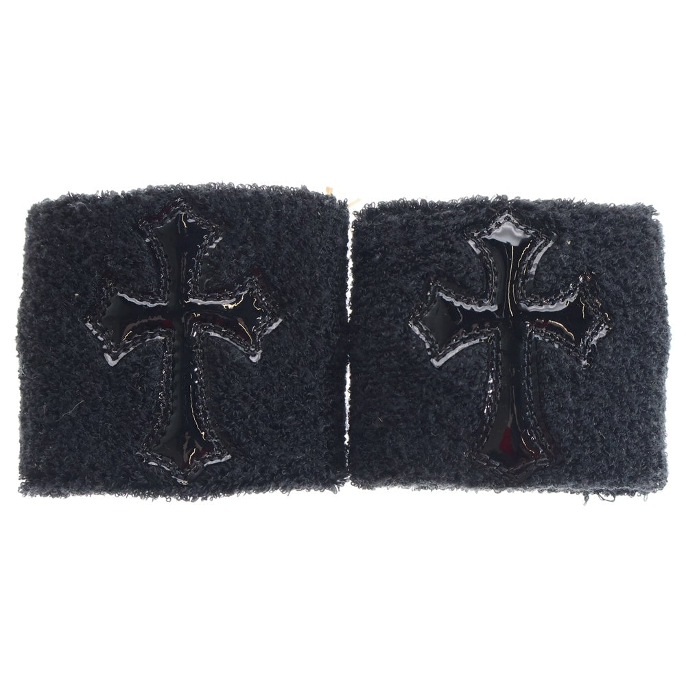 CHROME HEARTS(クロムハーツ) SWEATBAND WRIST エナメル パテントレザー クロスパッチ リストバンド ブラック