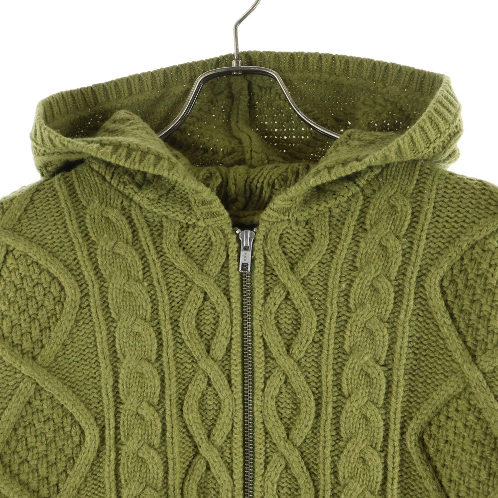 SUPREME(シュプリーム) 25SS ×GOOD ENOUUGH Zip Up Hooded Sweater グッドイナフ ケーブル編み ダブルポケット フーデッド ジップアップ ニット セーター グリーン