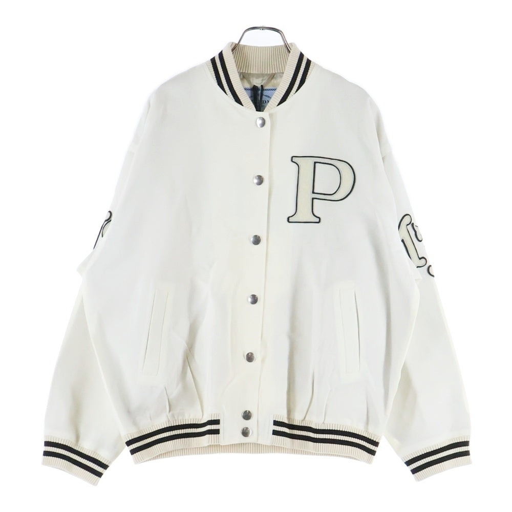 PRADA(プラダ) KID MOHAIR BOMBER JACKET パッチデザイン キッドモヘア ボンバージャケット アイボリー レディース P521PR