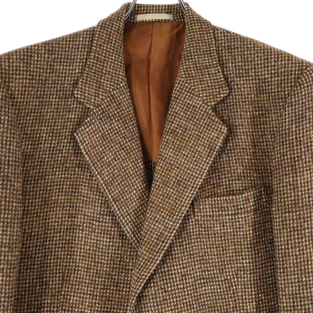 Harris Tweed(ハリスツイード) チェック柄 2Bウールテーラードジャケット ブラウン