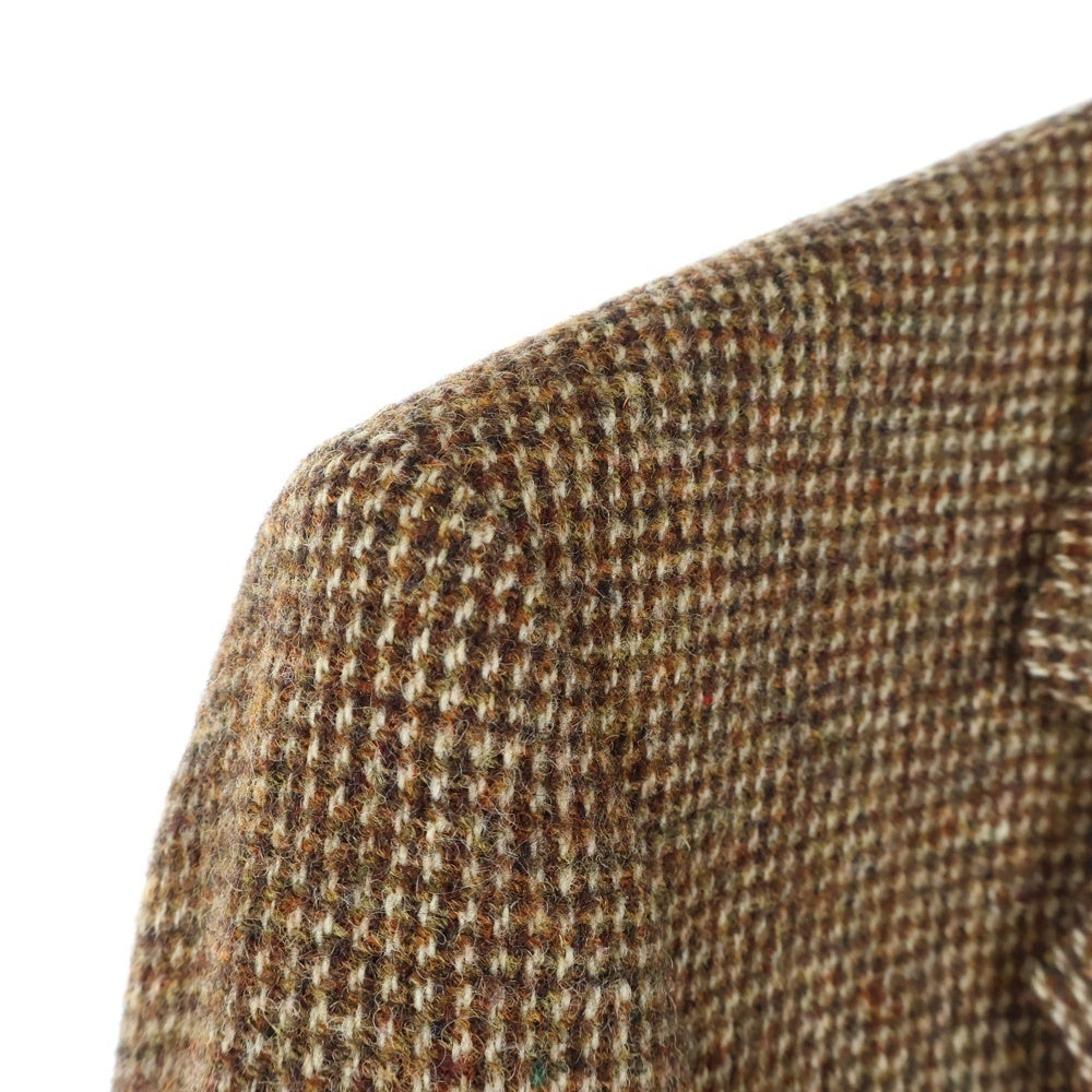 Harris Tweed(ハリスツイード) チェック柄 2Bウールテーラードジャケット ブラウン