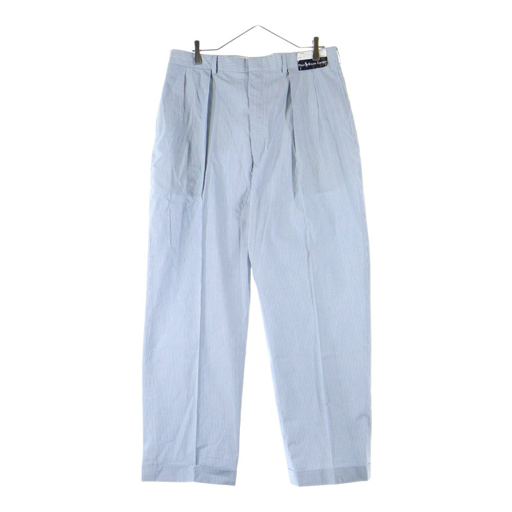 POLO RALPH LAUREN(ポロラルフローレン) ストライプ柄 2タック コットンスラックス パンツ ブルー 514814072KV