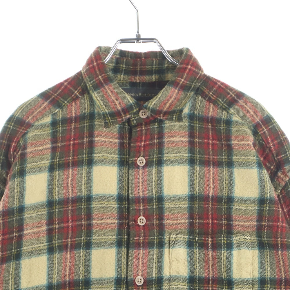 BANANA REPUBLIC(バナナリパブリック) チェック柄 長袖ウールボタンダウンシャツ レッド/グリーン
