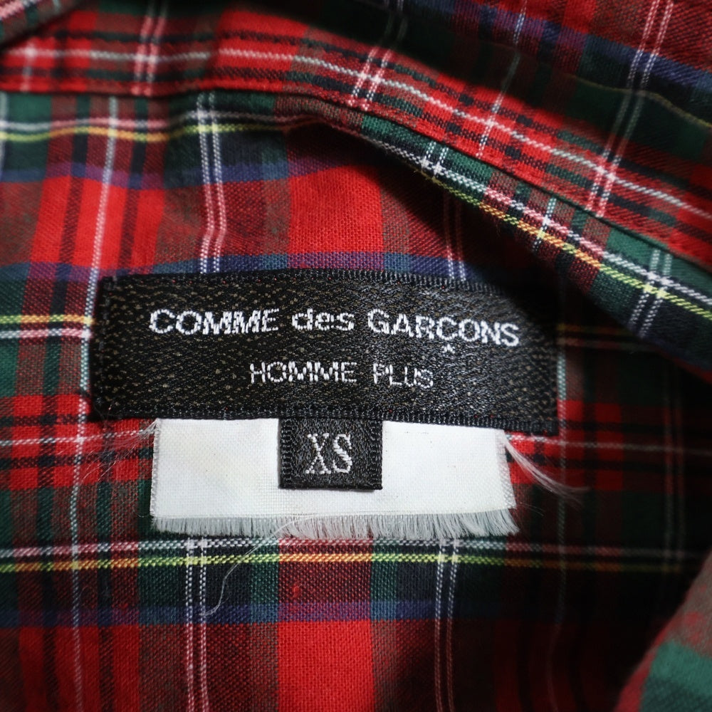 COMME des GARCONS HOMME PLUS(コムデギャルソンオムプリュス) 11AW パッチワーク切替 長袖チェックボタンシャツ レッド/グリーン PH-B043