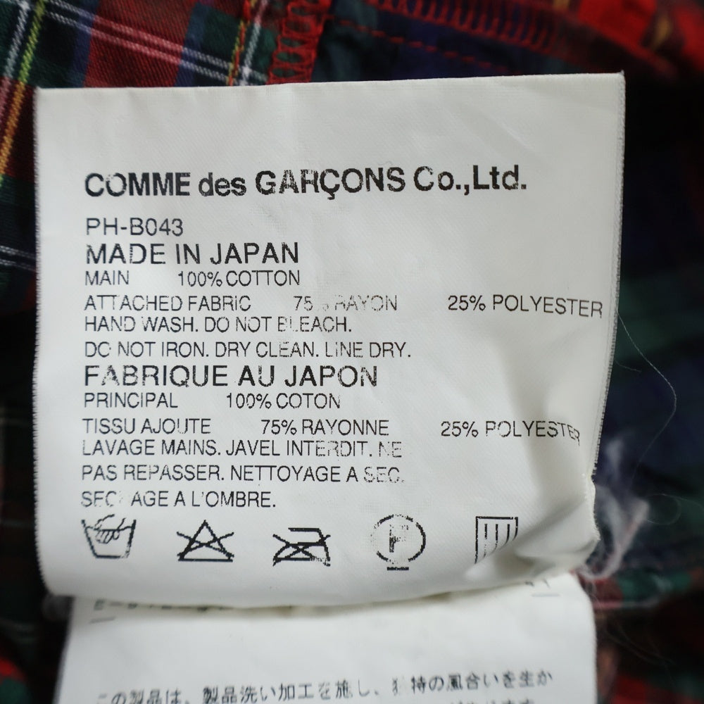 COMME des GARCONS HOMME PLUS(コムデギャルソンオムプリュス) 11AW パッチワーク切替 長袖チェックボタンシャツ レッド/グリーン PH-B043